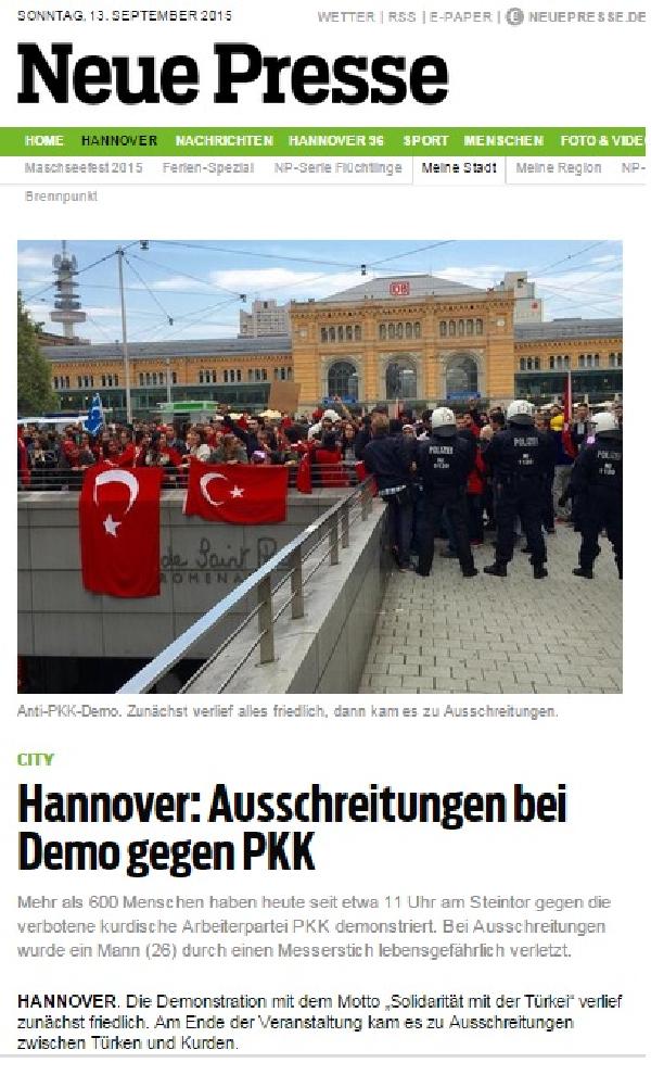 Hannover'de PKK'yı protesto mitinginden sonra olaylar çıktı